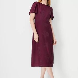 Ann Taylor Red Flutter Sleeve Scoop Neck Sundress